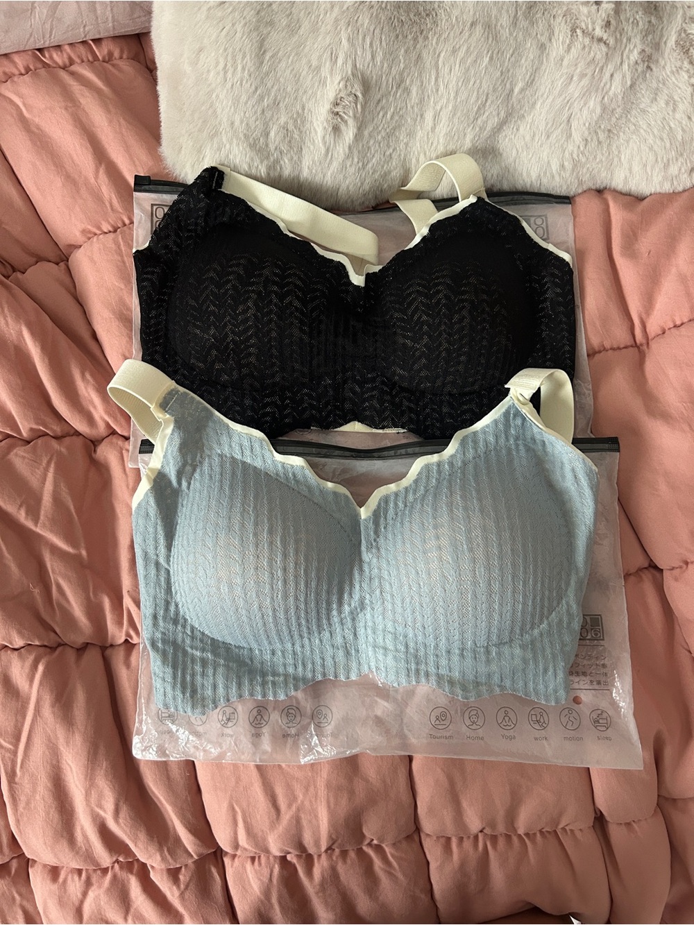Seamless Lace-Trim Comfort Bras Small stretch